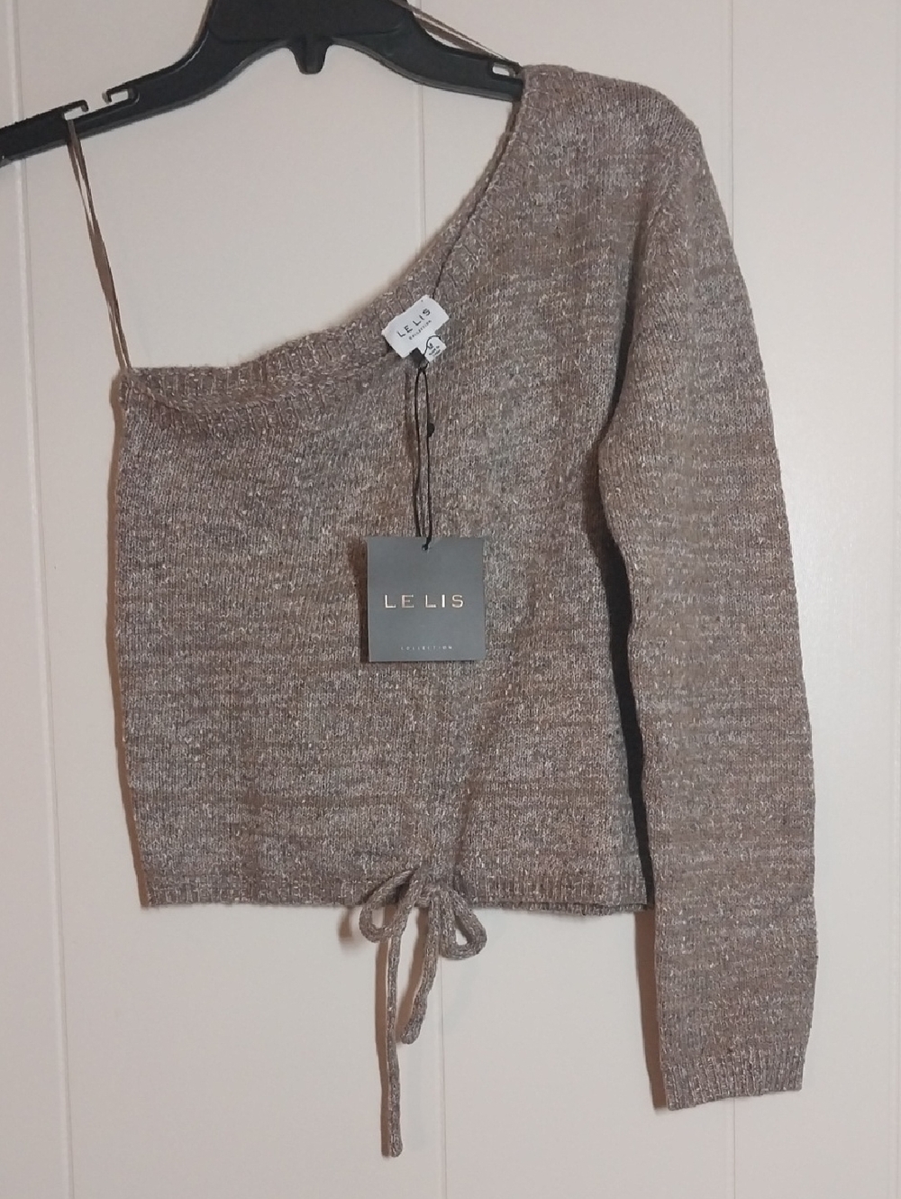 NWT Lelis One Shoulder Brown Sweater